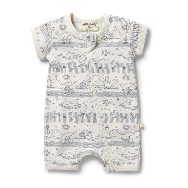 Wilson & Frenchy Organic Cotton Zipsuit - Seaside