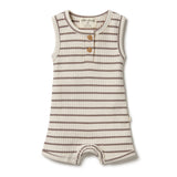 Wilson & Frenchy Organic Stripe Rib Boyleg Growsuit - Hazelwood Ecru