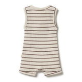 Wilson & Frenchy Organic Stripe Rib Boyleg Growsuit - Hazelwood Ecru