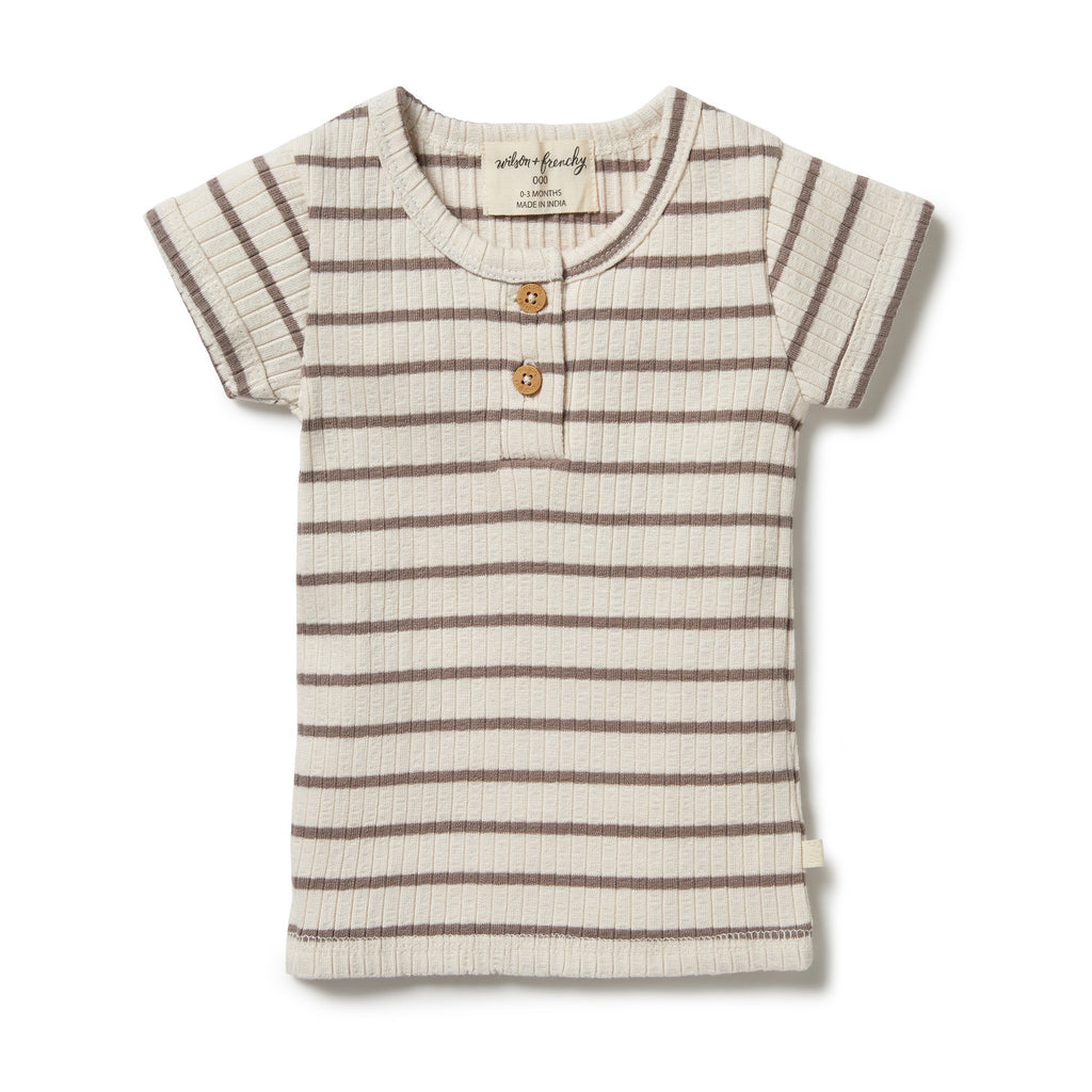 Wilson & Frenchy Organic Stripe Rib Top - Hazelwood Ecru