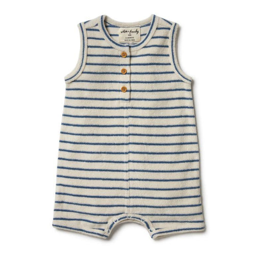 Wilson & Frenchy Organic Terry Growsuit - Ocean Stripe