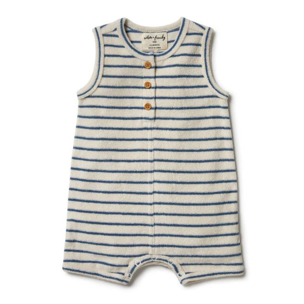 Wilson & Frenchy Organic Terry Growsuit - Ocean Stripe