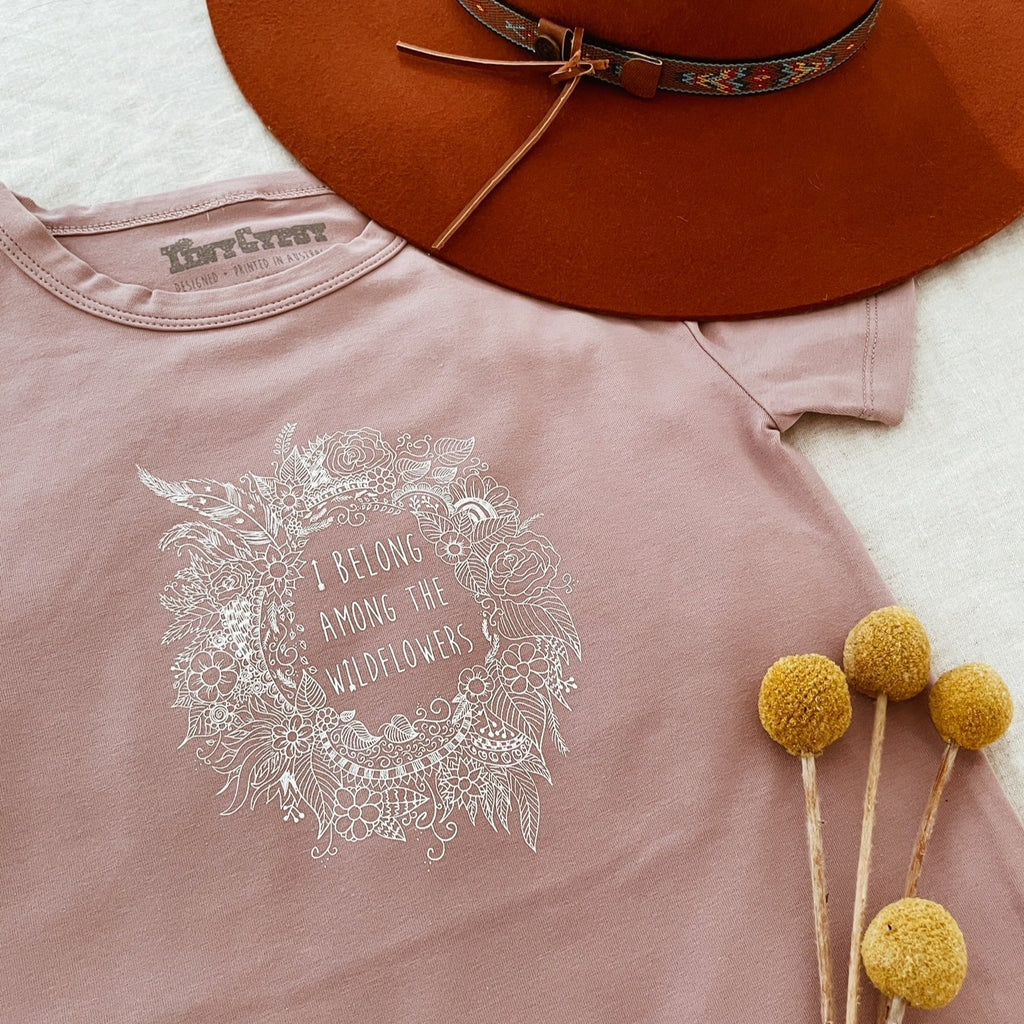 Tiny Gypsy Short Sleeve Tee - Wildflowers - Mauve