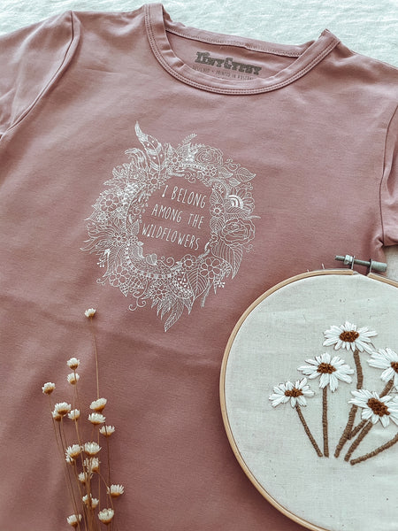 Tiny Gypsy Short Sleeve Tee - Wildflowers - Mauve