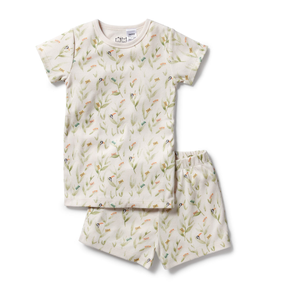 Wilson & Frenchy Organic Rib Short Sleeve Pyjama Set - Peek-a-Boo