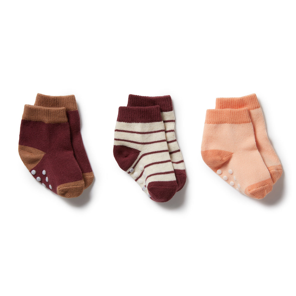 Wilson & Frenchy 3 Pack Baby Socks - Flamingo - Wild Ginger - Burro