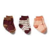 Wilson & Frenchy 3 Pack Baby Socks - Flamingo - Wild Ginger - Burro