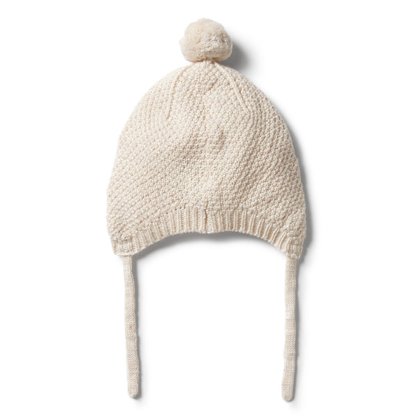 Wilson & Frenchy Knitted Cable Bonnet - Whisper White Fleck