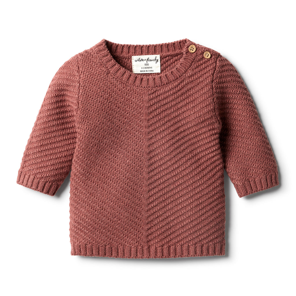 Wilson & Frenchy Knitted Chevron Jumper - Chilli