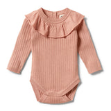 Wilson & Frenchy Knitted Rib Ruffle Bodysuit - Dusk Fleck