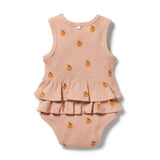 Wilson & Frenchy Organic Rib Ruffle Bodysuit - Little Orange