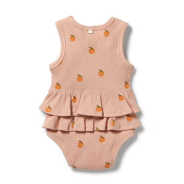 Wilson & Frenchy Organic Rib Ruffle Bodysuit - Little Orange