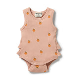 Wilson & Frenchy Organic Rib Ruffle Bodysuit - Little Orange