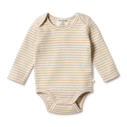 Wilson & Frenchy Organic Stripe Rib Bodysuit - Antelope