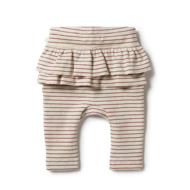 Wilson & Frenchy Organic Stripe Rib Ruffle Legging - Wild Ginger