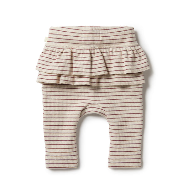 Wilson & Frenchy Organic Stripe Rib Ruffle Legging - Wild Ginger
