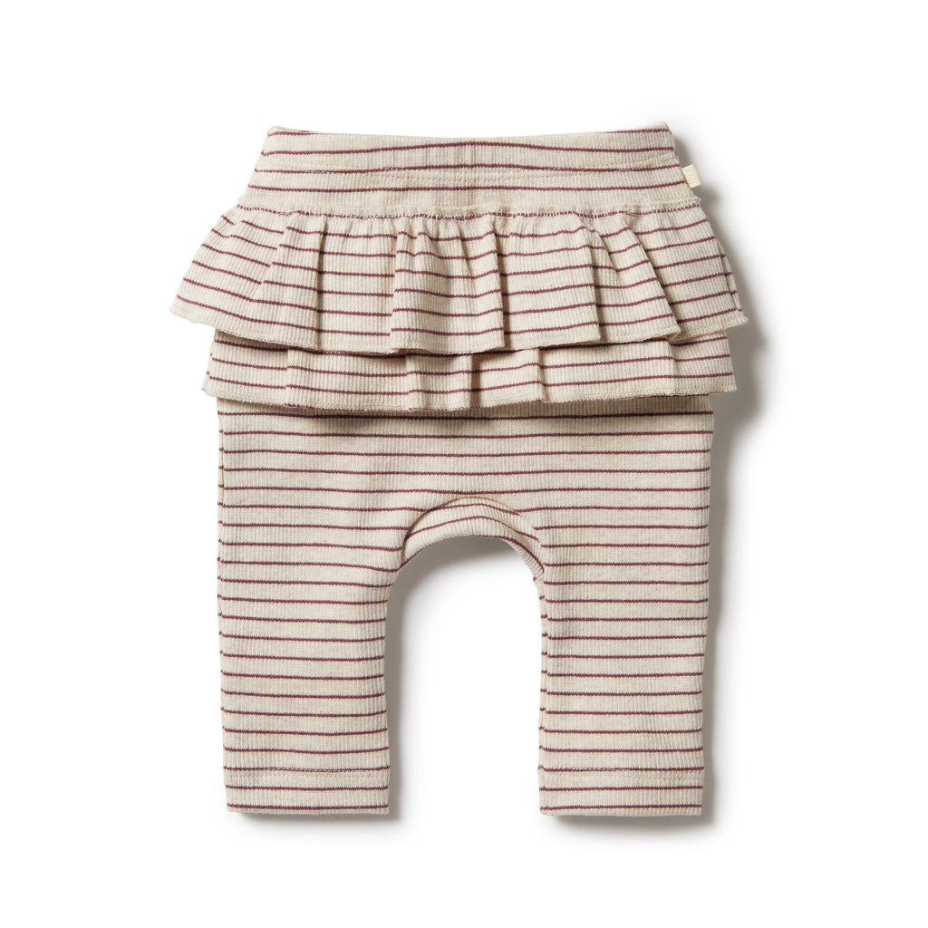 Wilson & Frenchy Organic Stripe Rib Ruffle Legging - Wild Ginger