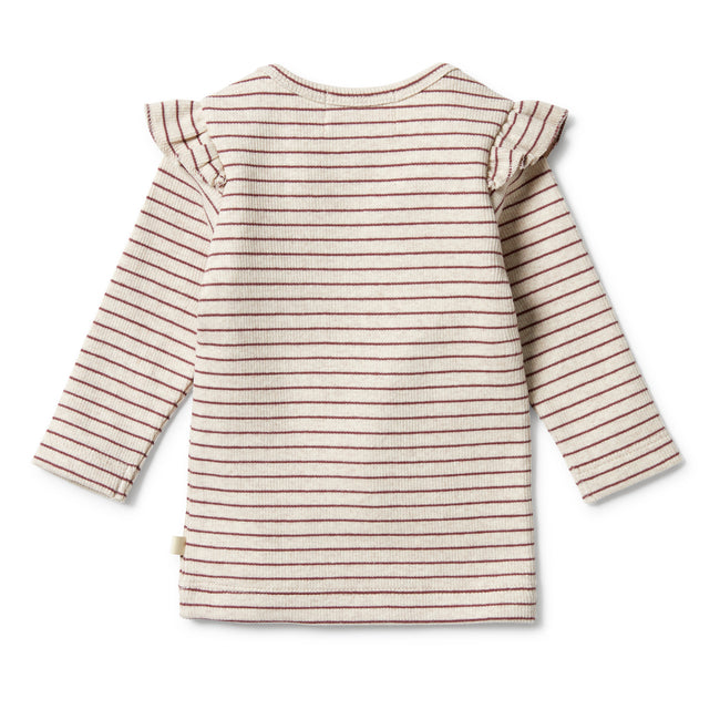 Wilson & Frenchy Organic Stripe Rib Ruffle Top - Wild Ginger