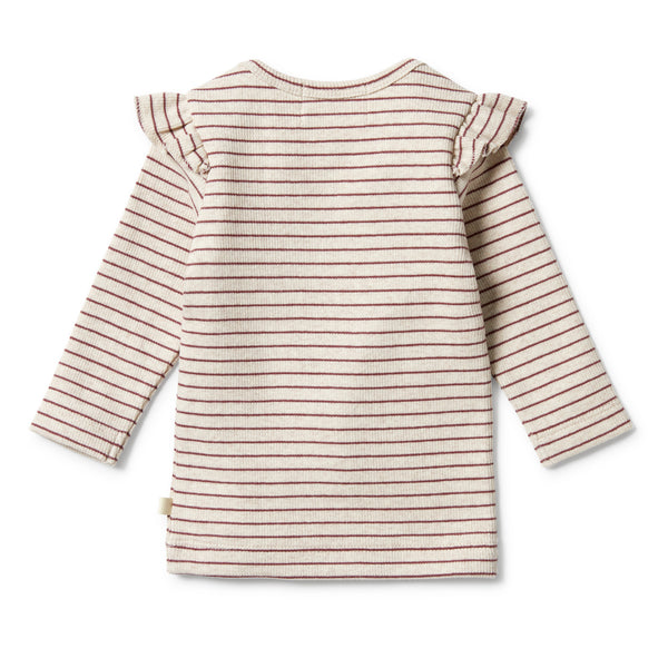 Wilson & Frenchy Organic Stripe Rib Ruffle Top - Wild Ginger