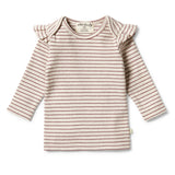 Wilson & Frenchy Organic Stripe Rib Ruffle Top - Wild Ginger
