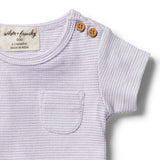 Wilson & Frenchy Organic Stripe Tee - Lavender Ecru