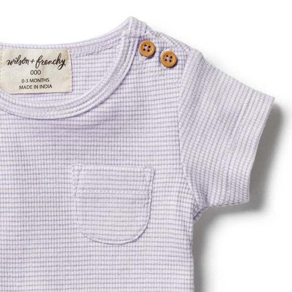 Wilson & Frenchy Organic Stripe Tee - Lavender Ecru