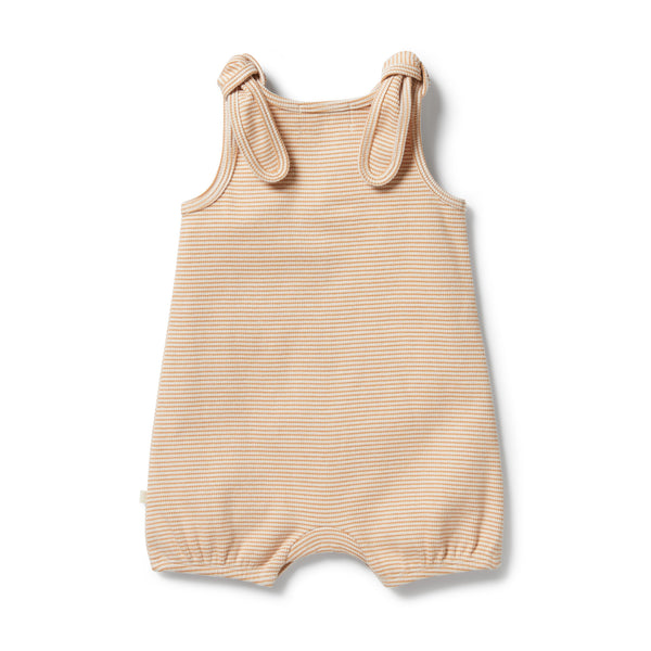 Wilson & Frenchy Organic Stripe Rib Playsuit - Toffee