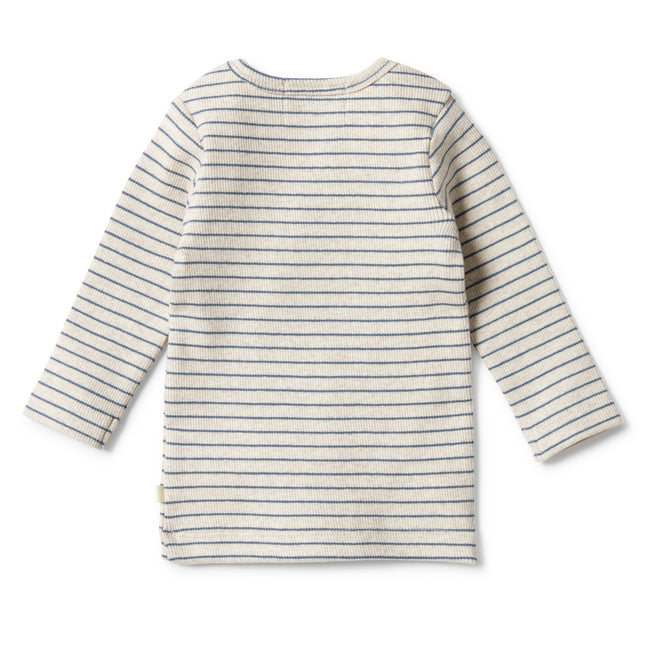 Wilson & Frenchy Organic Stripe Rib Top - Denim Blue