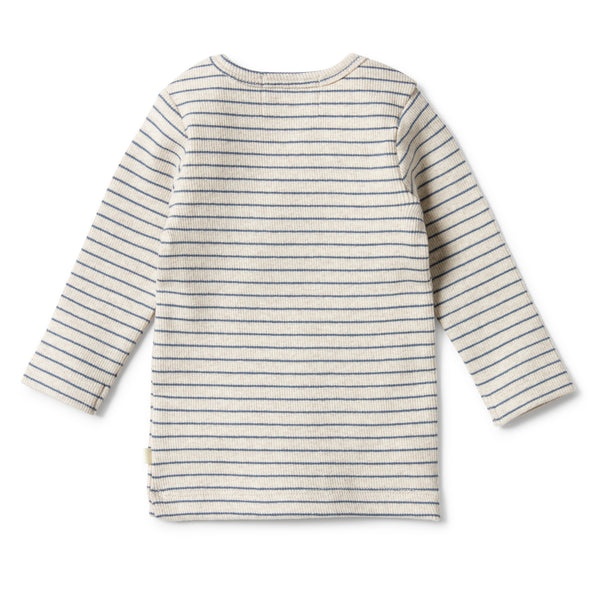 Wilson & Frenchy Organic Stripe Rib Top - Denim Blue