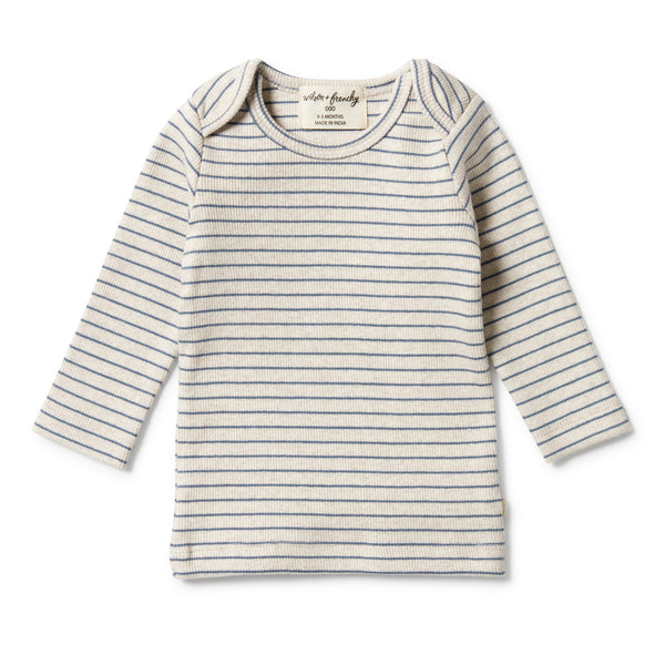 Wilson & Frenchy Organic Stripe Rib Top - Denim Blue