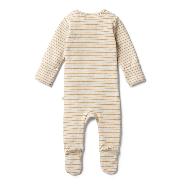 Wilson & Frenchy Organic Stripe Rib Zipsuit - Antelope