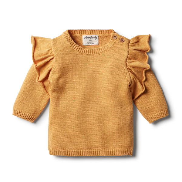 Wilson & Frenchy Knitted Ruffle Jumper - Golden Apricot