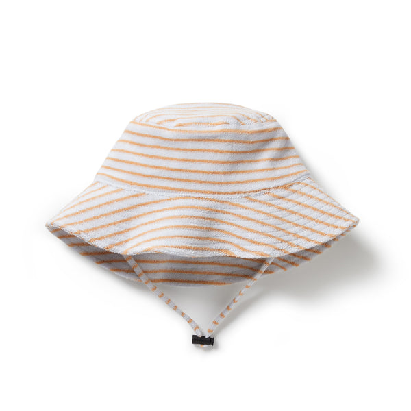 Wilson & Frenchy Organic Terry Towelling Bucket Hat - Nutmeg Stripe