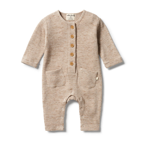 Wilson & Frenchy Waffle Slouch Growsuit - Oatmeal Fleck