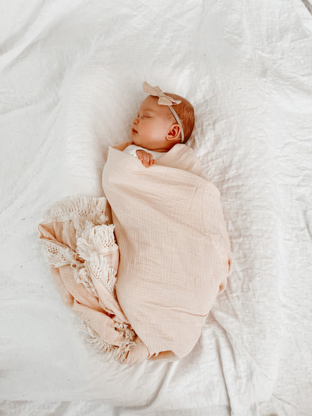 Wind & Willow Co Organic Cotton Fringe Swaddle - Rose