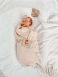 Wind & Willow Co Organic Cotton Fringe Swaddle - Rose