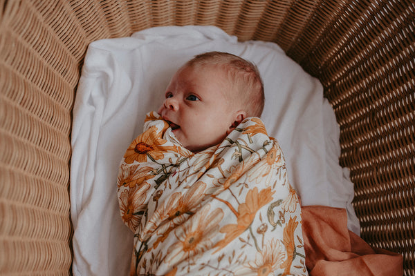 Wind & Willow Co Organic Cotton and Bamboo Swaddle - Sunflower