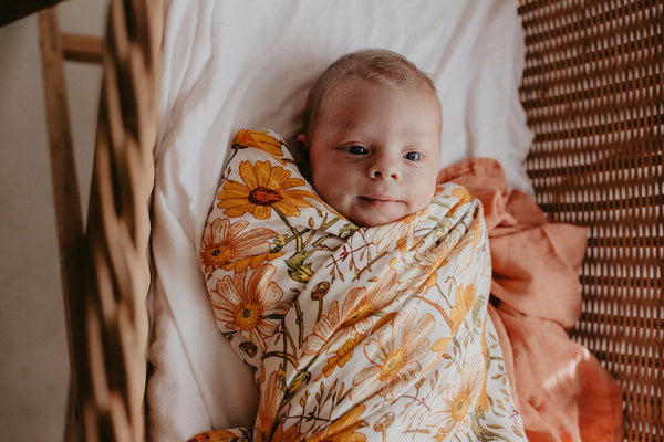 Wind & Willow Co Organic Cotton and Bamboo Swaddle - Sunflower
