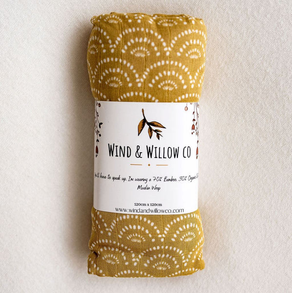 Wind & Willow Co Organic Cotton and Bamboo Swaddle - Burnt Honey