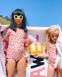 Peggy Violet Long Sleeve Swimsuit - Cherry Print
