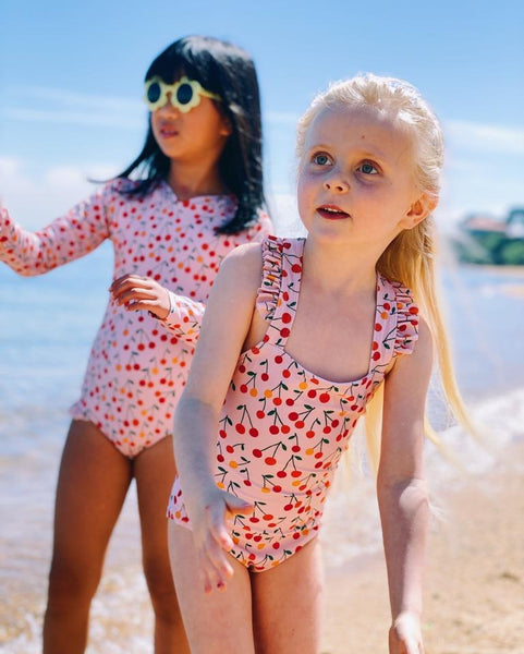 Peggy Violet Long Sleeve Swimsuit - Cherry Print