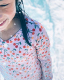 Peggy Violet Long Sleeve Swimsuit - Cherry Print
