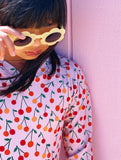 Peggy Violet Long Sleeve Swimsuit - Cherry Print