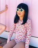 Peggy Violet Long Sleeve Swimsuit - Cherry Print