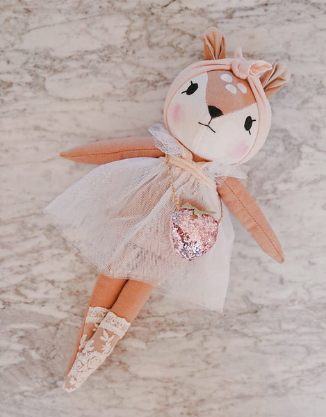 Mini Winther Co Fawn Doll - Pink with Strawberry Bag