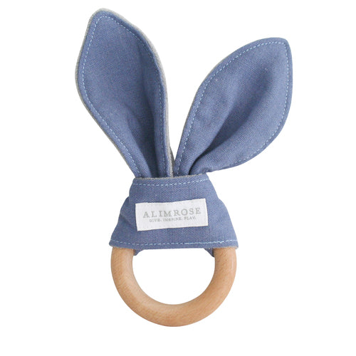 Alimrose Bailey Bunny Teether - Blue Linen