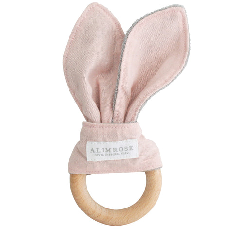 Alimrose Bailey Bunny Teether - Pink Linen