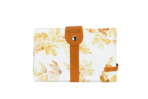 The Somewhere Co. Travel Baby Change Mat and Wallet - Mustard Floral