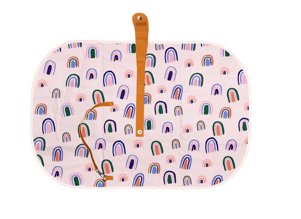 The Somewhere Co. Travel Baby Change Mat and Wallet - Ochre Rainbows