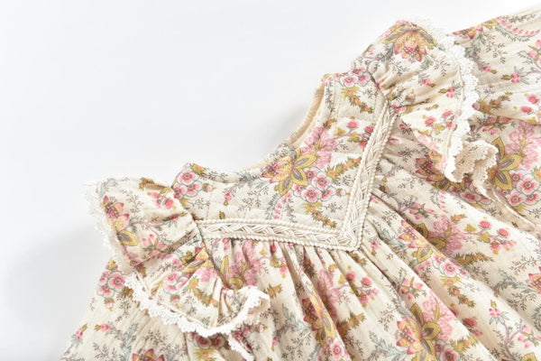 Louise Misha Lara Dress - Cream French Flowers Organic Cotton